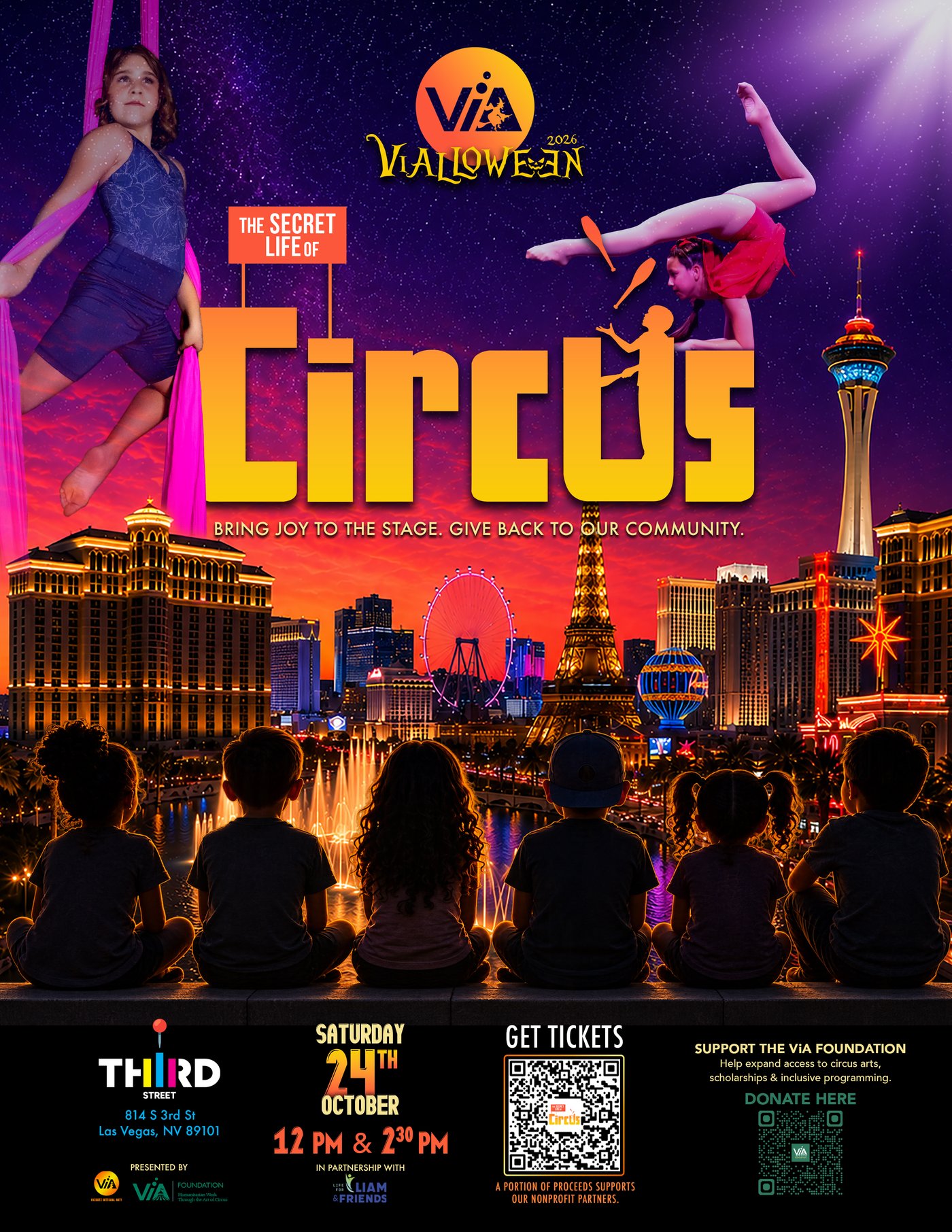 Flyer for ViALLOWEEN 2026: The Secret Life of Circus on Saturday, October 24, 2026 at THIRD Street in Las Vegas
