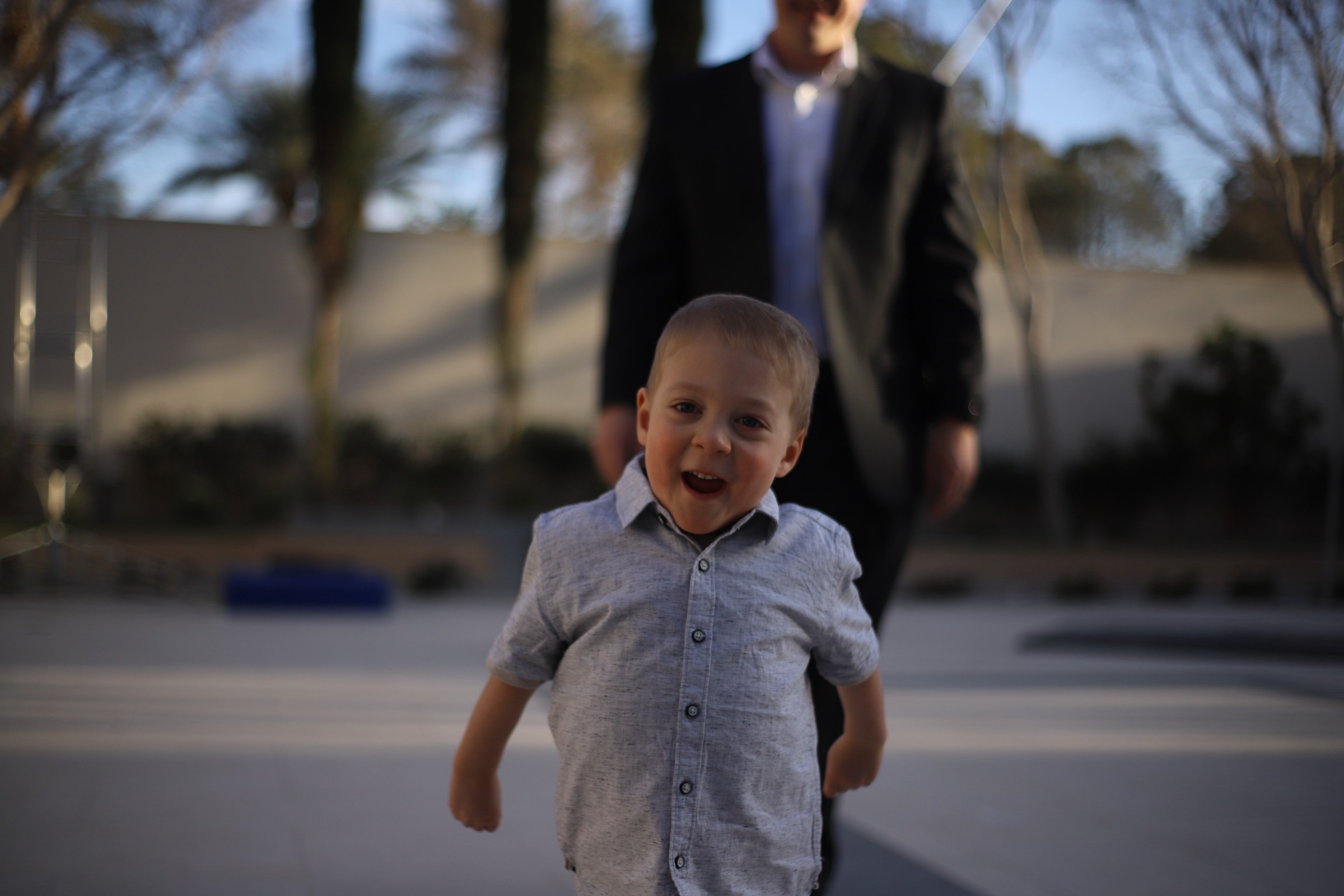 Liam walking toward the camera
